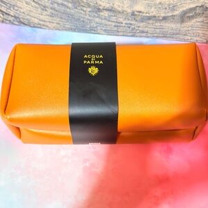 Air Canada Business Class Amenity kit Acqua Di Parma Vibrant Orange Leather Case